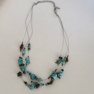 Turquoise and Brown Beaded Necklace